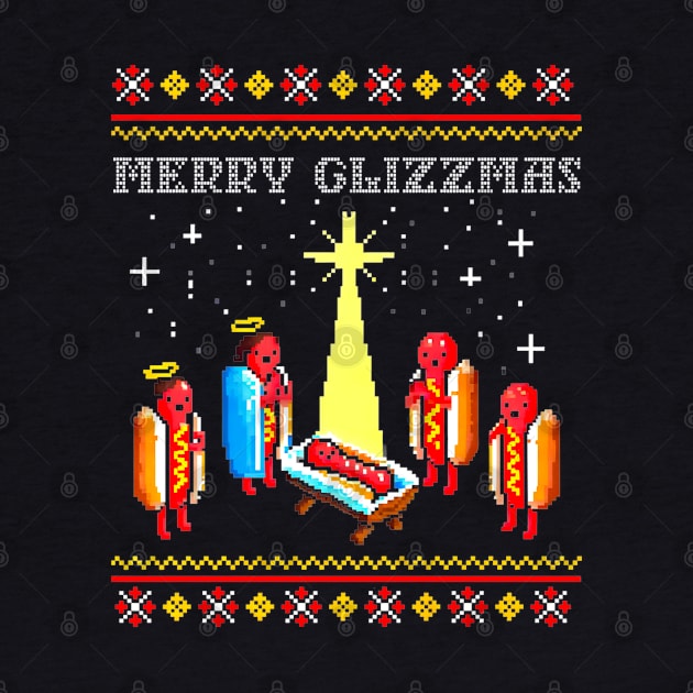 Merry Glizzmas Tacky Funny Merry Christmas Hot Dogs by TrikoNovelty